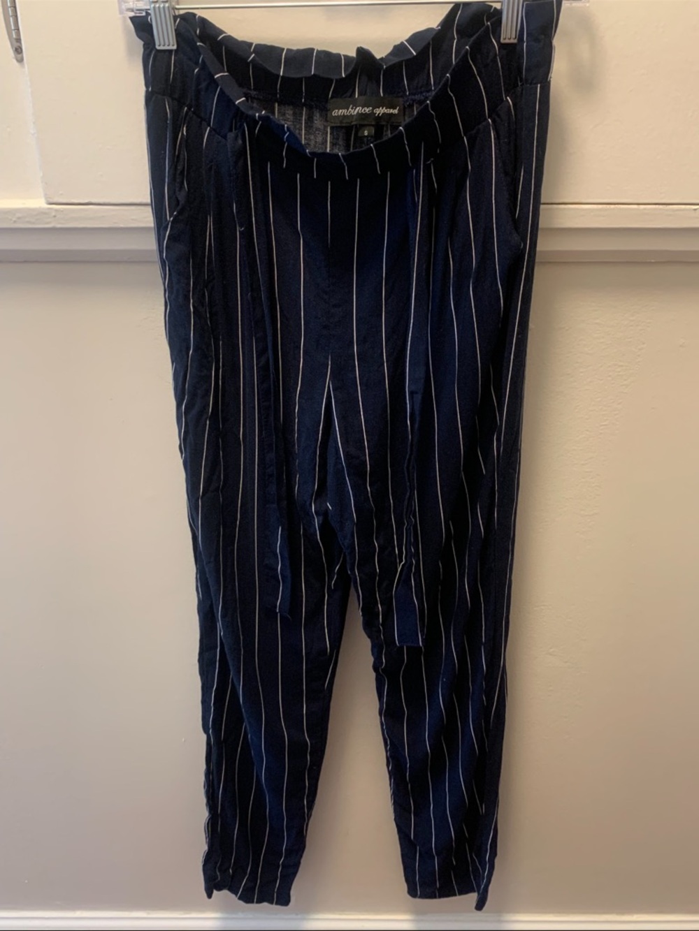 Ambiance Navy White Pinstripe Joggers